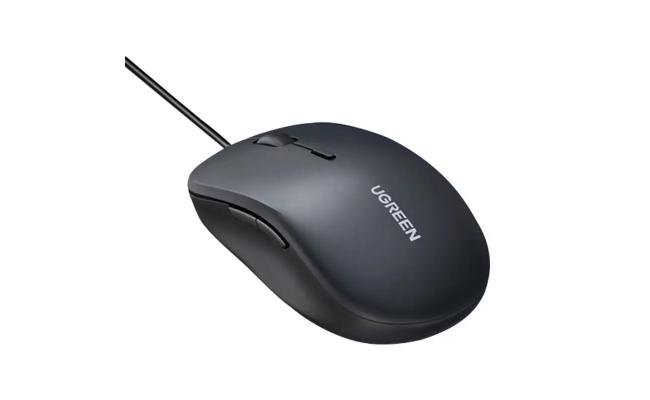 UGREEN MU002 Silent Wired Mouse Adjustable DPI Ergonomics Wired USB Mouse - Black